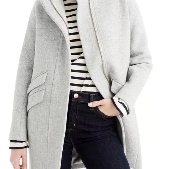 J Crew Gray Toscana Italian Stadium-Cloth Wool Coat Size 0 - Picture 1 of 6